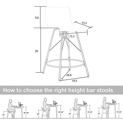 annjoe Swivel Bar Stools Metal Counter Height Stools Plastic Seat Chairs Set of 4 for Indoor Outdoor Home Kitchen Business (30" White) - CookCave