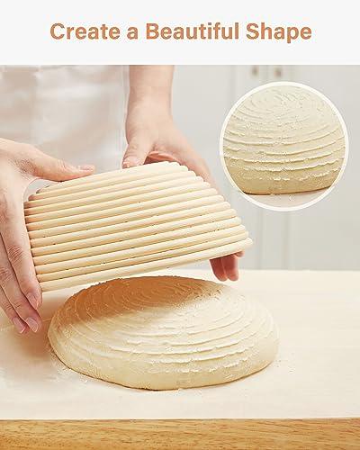 Kootek Sourdough Bread Baking Supplies, 9 Inch Round Sourdough Starter Kit, Baking Tools Banneton Bread Proofing Basket Set of 2 with Bread Lame, Dough Scraper, Basket Cover for Bread Making - CookCave