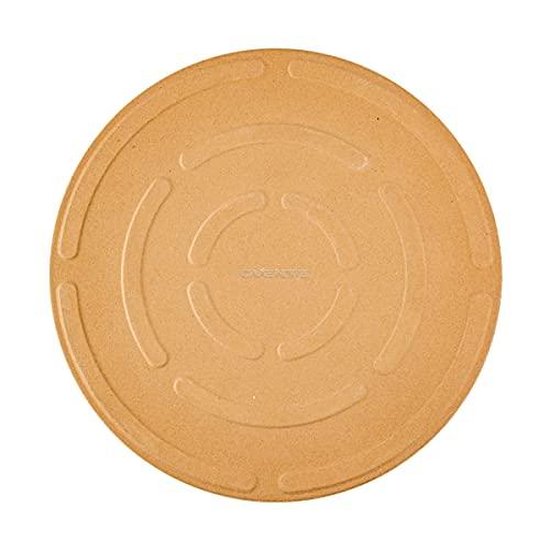 OVENTE Ceramic Flat 13 Inch Pizza Stone Set with Crust Cutter Wheel & Metal Rack/Handle, Compact Easy Storage Portable Baking Grilling Stone Thermal Shock Resistance for Oven Grill BBQ, Beige BW10132 - CookCave