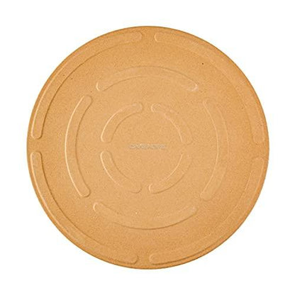OVENTE Ceramic Flat 13 Inch Pizza Stone Set with Crust Cutter Wheel & Metal Rack/Handle, Compact Easy Storage Portable Baking Grilling Stone Thermal Shock Resistance for Oven Grill BBQ, Beige BW10132 - CookCave