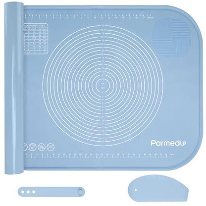 Parmedu Silicone Pastry Mat: 32"*24" Extra Large Non-stick Mat for Kneading with Storage Belt and Dough Cutter - Silicone Heatresistant Countertop Mat and Dough Rolling Mat for Making Pastry and Pasta - CookCave