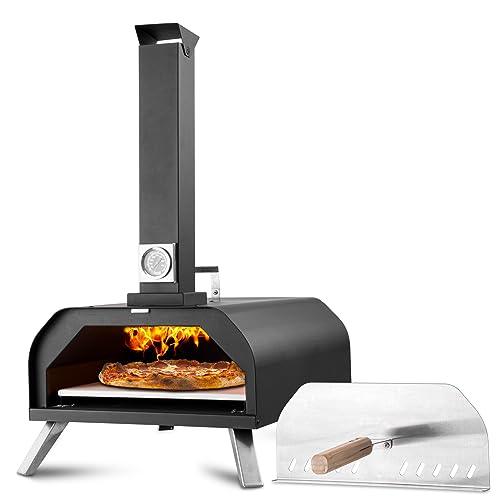 Outdoor Pizza Oven, 13" Wood Fired Pizza Oven Outdoor, Pellet Pizza Ovens for Outside, Portable Stainless Steel Outdoor Ovens with Pizza Stone for Outside Backyard Camping Picnics - CookCave