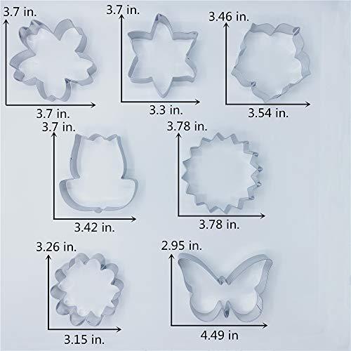 LILIAO Flowers Cookie Cutter Set - 7 Piece - Lily, Daisy, Sunflower, Cherry Blossoms, Tulip, Kapok Flowers and Butterfly Biscuit Fondant Cutters - Stainless Steel - CookCave