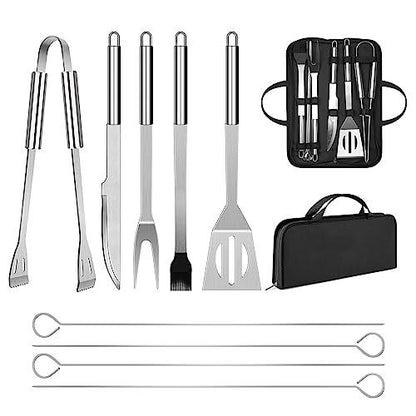 BBQ Utensil Set Stainless Steel Professional Barbecue Accessories Grill Tool with Bag Easy to Carry (9) - CookCave