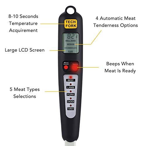 Beyond Group 80-09 Digital Meat Instant Read Thermometer with LED Screen and Ready Alarm, Kitchen Probe with Long Fork for Grilling, Barbecue and Cookin, l, white - CookCave