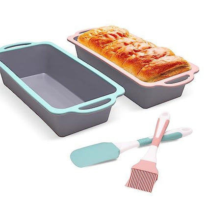 COOKSTYLE 4PCS Silicone Bread Loaf Pan, 10inch Silicone Loaf Pan, Silicone Bread Loaf Pan, Loaf Pans for Baking Bread, Homemade Cakes, Breads, Meatloaf - CookCave