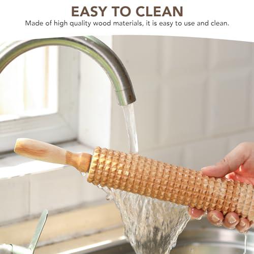 Deep Notched Rolling Pin Wooden Crispbread knobbly fluted rolling pin for Home Professional Use Wood Swedish Thin Bread Grooved Rolling Pin Prepare Delicious Soft Flatbreads and Crackers - CookCave