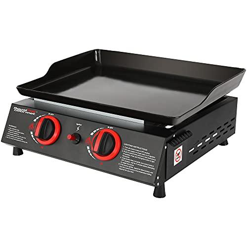 Royal Gourmet PD1203A 18-Inch 2-Burner Portable Tabletop Griddle, 16,000 BTU Propane Gas Grill for Patio, Deck, Backyard, Tailgating, Camping and Picnic, Black - CookCave