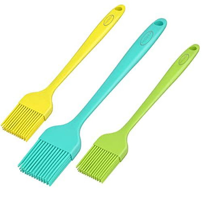 TACGEA Silicone Basting Pastry Brush Heat Resistant, Kitchen Cooking Brushes for Oil, Spread Sauce, BBQ, Baking, Grilling, BPA Free, Set of 3 Multicolor - CookCave