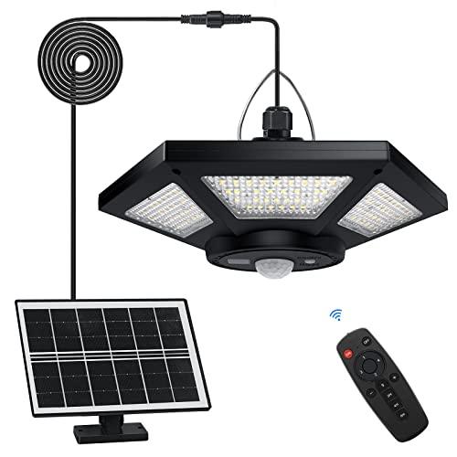 Aqonsie Solar Shed Light Indoor Outdoor Solar Powered Pendant Daytime Work Lights with 5 Lighting Modes & 3 Timers, 180LED Solar Indoor Lights Motion Sensor with Remote Control for Shed Barn Garage - CookCave