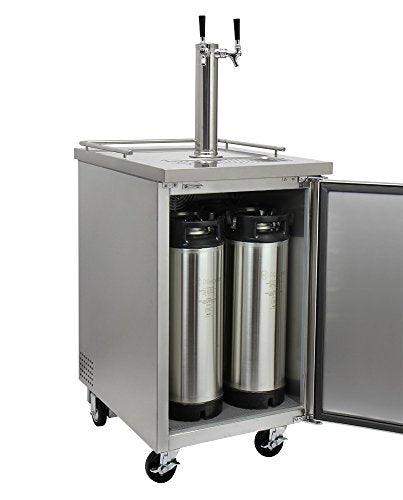 Kegco HBK1XS-2 Two Faucet Commercial Kegerator Keg Beer Dispenser - Stainless Steel - CookCave