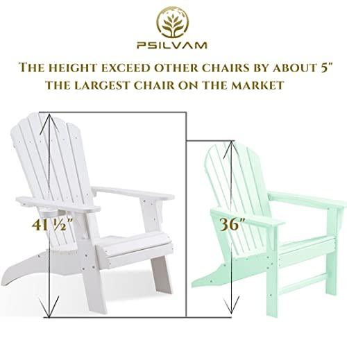 Psilvam Adirondack Chair, Oversized Poly Lumber Fire Pit Chair with Cup Holder, 350Lbs Support Patio Chairs for Garden, Weather Resistant Outdoors Seating, Relaxing Gift for Father & Mother (2,White) - CookCave