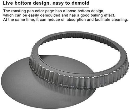 RICHSC-PAN Tart Pan, 9 Inch Tart Pans, Non-Stick Removable Loose Bottom Carbon Steel 9In Tart Pan, The 9.5 Inches At The Top And 9 Inches 1.1 Inches Deep At The Bottom. - CookCave