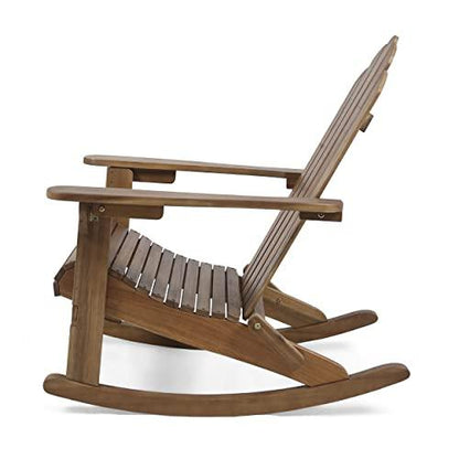 Christopher Knight Home Cara Outdoor Adirondack Acacia Wood Rocking Chair, Dark Brown Finish - CookCave