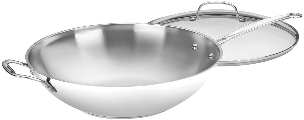 Cuisinart 14-Inch Stir-Fry Pan, Helper Handle and Glass Cover, Chef's Classic Stainless Steel, 726-38H - CookCave