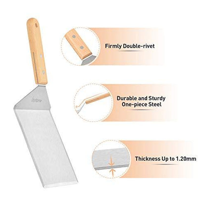 Skyflame Stainless Steel Griddle Spatula - Griddle Accessories 6 x 5 in Hamburger Turner Scraper with Cutting Edge, Great for Pancake Flipper, BBQ Grill and Flat Top Griddle (1) - CookCave