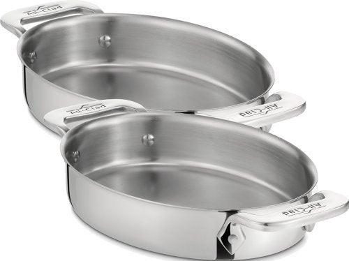 All-Clad Specialty Stainless Steel Oval Bakeware Set 2 Piece Induction Pots and Pans Silver - CookCave