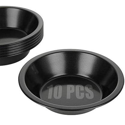 CYEAH 10 Pcs Non-stick Mini Pie Pans, 4 inch Round Deep Pie Dish for Baking, High Carbon Steel Pot Pie Baking Dishes, Small Black Tin Pie Pans for Kitchen Burning Baking Cakes Tarts - CookCave