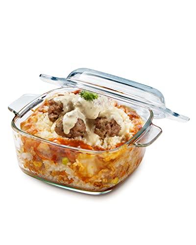 NUTRIUPS 1L Glass Casserole Dish for Oven with Lid Square Casserole Dish with Lid, Mini Glass Casserole Cookware Small Casserole Dish - CookCave