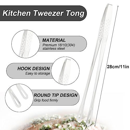 COMNICO Barbecue Tongs Set Food-grade Stainless Steel Cooking Utensils Strawberry Grill Tweezers Large，Korean Japanese BBQ-11 Inches 3 Pack for Salad, Fish, Steak, Grill, Buffet, Meat - CookCave