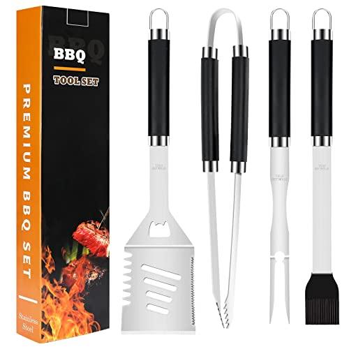 BBQ Tools Grill Tools Set, Stainless Grill Kit Grilling Set - Heavy Duty Premium BBQ Accessories with Portable Bag, with Spatula, Fork, Brush & BBQ Tongs- Perfect Grill Gifts for Men - CookCave