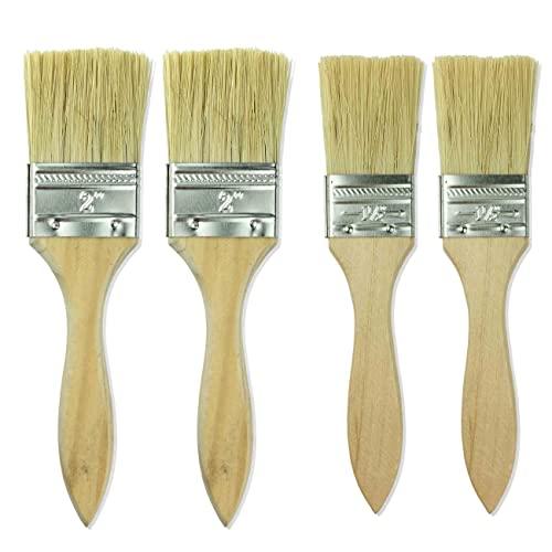 Chephon Natural Bristles Pastry Basting Brushes Set with wooden handle for Baking Kitchen Cooking BBQ Grill and Basting Oil Sauce and Marinade, 4 Pack - CookCave