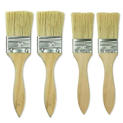 Chephon Natural Bristles Pastry Basting Brushes Set with wooden handle for Baking Kitchen Cooking BBQ Grill and Basting Oil Sauce and Marinade, 4 Pack - CookCave