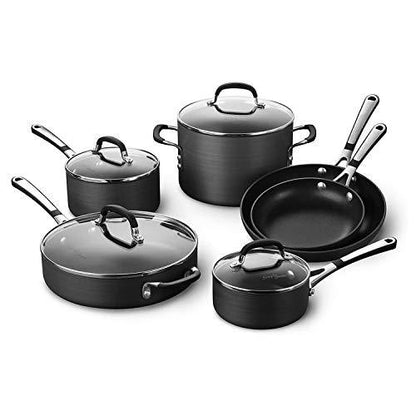 Calphalon 10-Piece Pots and Pans Set, Nonstick Kitchen Cookware with Stay-Cool Stainless Steel Handles, Black - CookCave