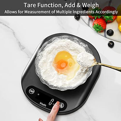 Vitafit 33lbs Kitchen Food Scale Digital Weight Grams and Ounces for Weight Loss, Weighing Professional Since 2001, Cooking,Baking and Keto, Batteries Included, Black - CookCave