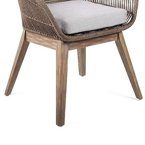 Armen Living Fruitti Tutti Frutti Indoor Outdoor Dining Chair in Light Eucalyptus Wood with Truffle Rope and Gray Cushion - CookCave