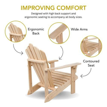 Shine Company 4611N Westport Wood Adirondack Chair | Back & Seat Pre-Assembled – Natural - CookCave