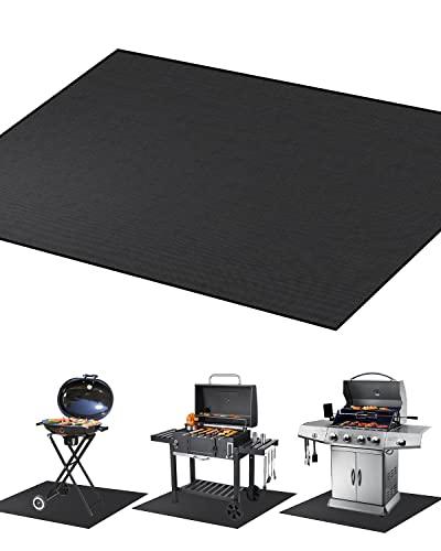Under Grill Mat, 60×42 inch BBQ Floor mats, Deck Patio Protector Mat, Indoor Fireplace Mats Fire Pit Mats, Fire Resistant, Water Resistant, Oil Proof, Easy to Clean Reusable Outdoor Grill Mat - CookCave