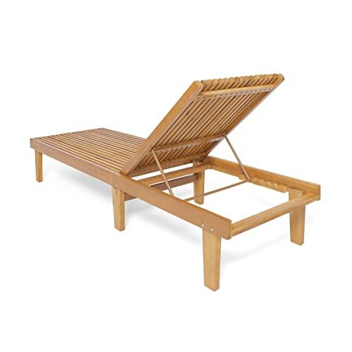 Christopher Knight Home Addisyn Outdoor Wooden Chaise Lounge, Teak Finish - CookCave