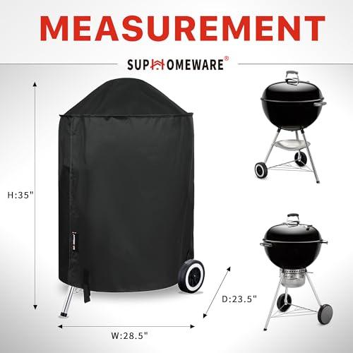 Suphomeware 22 Inch Grill Cover for Weber Kettle Charcoal, Waterproof and Heavy Duty BBQ Covers with Fade Resistant - CookCave