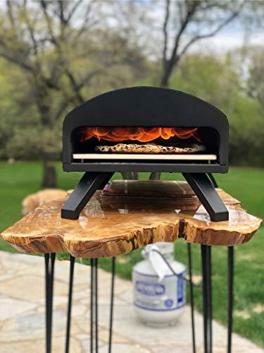 Bertello Outdoor Pizza Oven Black + Pizza Peel Combo. Wood Fire Portable Brick Oven - Portable Pizza Maker. As Seen on SHARK TANK - CookCave