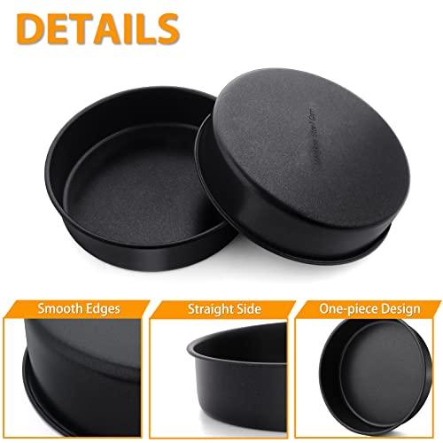 6 Inch Non-Stick Cake Pans Set of 2, P&P CHEF Round Baking Pans Bakeware for Layered Cakes, Non-Toxic, Stainless Steel Core & One-piece Design, Black - CookCave