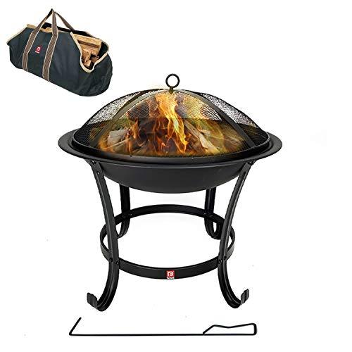 FireBeauty Fire Pit BBQ Grill Pit Bowl with Mesh Spark Screen Cover,Poker (Includes Tote Bag) - CookCave