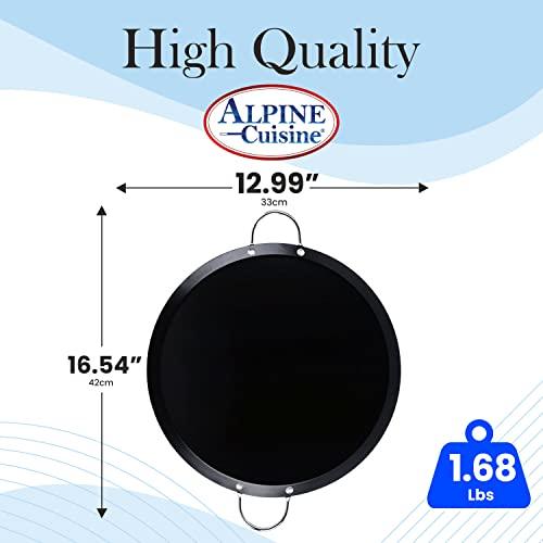 Alpine Cuisine Nonstick Round Paella Pan, 13-Inch, Black Carbon Steel, Oven Safe, Non-Magnetic - CookCave