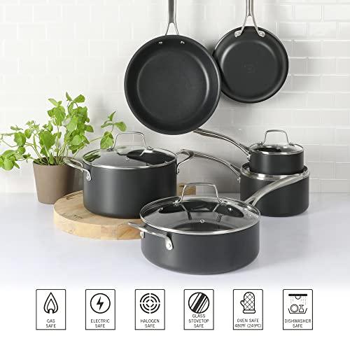 Martha Stewart Bosworth 10 Piece Hard Anodized Nonstick Aluminum Cookware Set - Black - CookCave