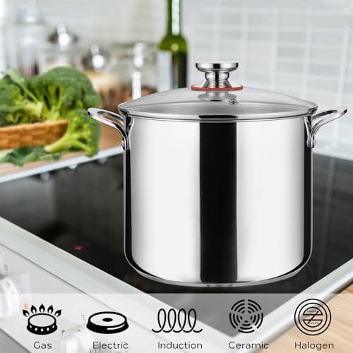 Onader 12 Quart Stock Pot 18/10 Stainless Steel Cooking Pot with Lid Large Soup Pot - CookCave