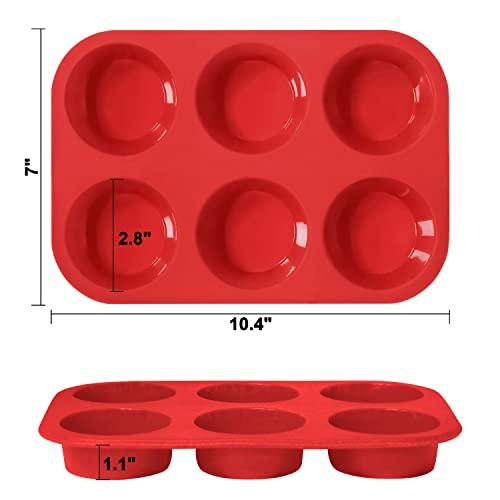 Anaeat Silicone Muffin Pan - 6 Cups Non-Stick Cupcake Molds, Food Grade Silicone Baking Tray for Making Egg Muffin, Cupcake, Quiches, Tart and Desserts, Reusable Muffin Tin Just Pop Out - CookCave