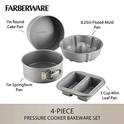 Farberware Specialty Bakeware Nonstick Baking Set for Pressure Cooker or in The Oven, 4 Piece, Gray - CookCave