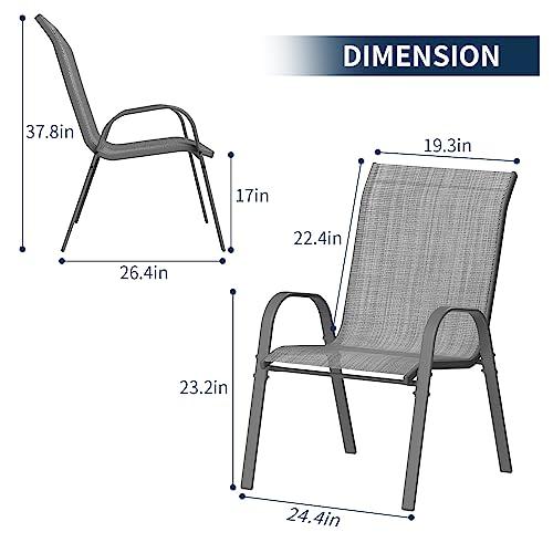 Amopatio Patio Chairs Set of 6, Outdoor Stackable Dining Chairs for All Weather, Breathable Garden Outdoor Furniture for Backyard Deck, Dark Grey - CookCave