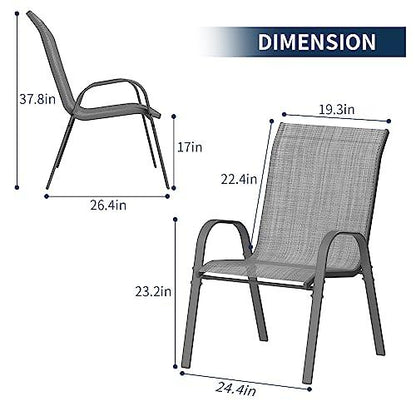 Amopatio Patio Chairs Set of 6, Outdoor Stackable Dining Chairs for All Weather, Breathable Garden Outdoor Furniture for Backyard Deck, Dark Grey - CookCave