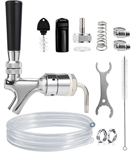 Hilangsan Draft Beer Faucet Beer Line Shank Kit Kegerator Parts Beer Tower Dispenser Replacement Set Self-Closing Beer Tap Wrench I.D.3/16” Beer Tubing 1/4”Keg Coupler Barb Cleaning Brush Tap Cover - CookCave