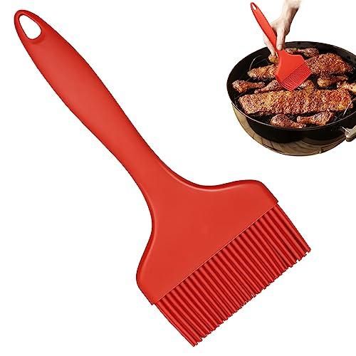 Silicone Basting Brush, Large BBQ Pastry Brush for Cooking, Extra Wide Basting Brush for Grilling Cooking Baking, Kitchen Brush Heat Resistant BBQ Food Brush for Sauce Butter Oil Marinades(Red) - CookCave