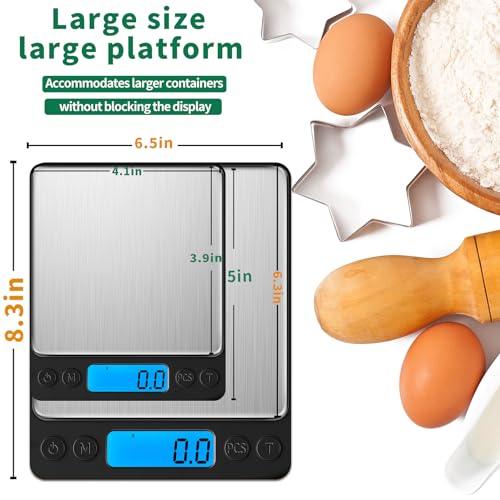 Upgraded Large Size Food Scale for Food Ounces and Grams, YONCON Kitchen Scales Digital Weight for Cooking, Baking, 3kg by 0.1g High Accurate Gram Scale with 2 Tray, Tare Function, LCD Display - CookCave