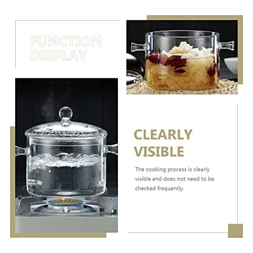 Clear Glass Pots for Cooking on Stove, Glass Stew Pot Glass Soup Pot With Lid Kitchen Stockpot Glass Cooking Pot Thickened Stock Pot Large Serving Bowl Simmer Pot for Stove (1.35L/46OZ) - CookCave