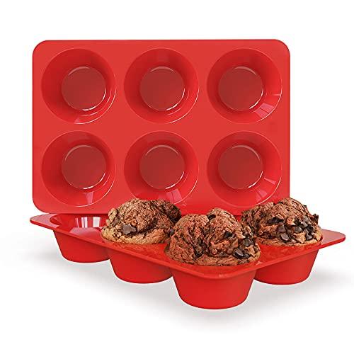 SILIVO Silicone Jumbo Muffin Pans Nonstick 6 Cup(2 Pack) - 3.5 inch Large Cupcake Pan - Silicone Baking Molds for Homemade Muffins and Cupcakes - 6 Cup Muffin Tin - CookCave