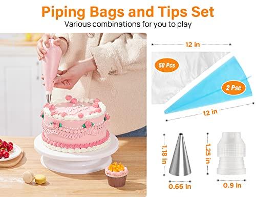 Kootek 71PCs Cake Decorating Supplies Kit with Cake Turntable, 12 Numbered Icing Piping Tips, 2 Spatulas, 3 Icing Comb Scraper, 50+2 Piping Bags, and 1 Coupler for Baking - CookCave